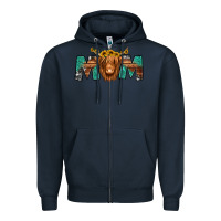 Navy highland cow mom Zipper Hoodie - Jasminsmagicworld