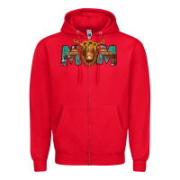 Red highland cow mom Zipper Hoodie - Jasminsmagicworld