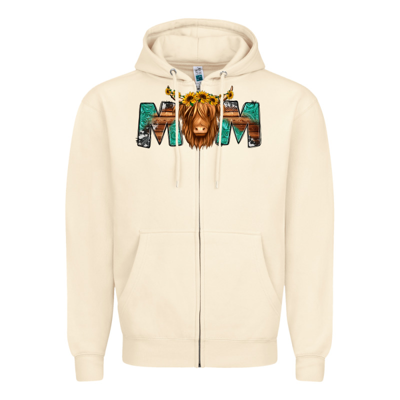 Highland Cow Mom Zipper Hoodie by Jasminsmagicworld | Teevron