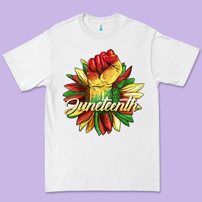 Juneteenth Fist Sunflower Premium Tee Designed By Barkaloodesign