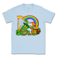 Dusty Blue st patricks day  rainbow shamrocks Classic Tee - AdoDesignShop