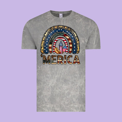 Merica Rainbow Vintage Tee Designed By Cowhidedigitalart