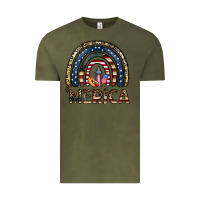 Vintage Olive merica rainbow Vintage Tee - CowhideDigitalArt