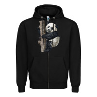 Black Giant Panda Zipper Hoodie - LillyAllenDesigns
