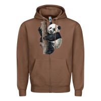 Chestnut Giant Panda Zipper Hoodie - LillyAllenDesigns