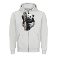 Dove Grey Giant Panda Zipper Hoodie - LillyAllenDesigns