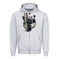 Heather Grey Giant Panda Zipper Hoodie - LillyAllenDesigns