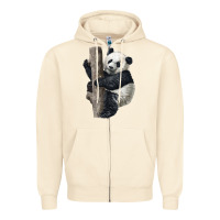 Sandshell Giant Panda Zipper Hoodie - LillyAllenDesigns