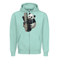Seafoam Giant Panda Zipper Hoodie - LillyAllenDesigns