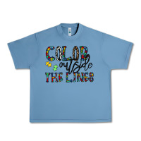 Pebble Blue color outside the lines Urban Heavy Tee - CowhideDigitalArt