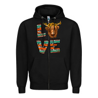 Black love highland cow Zipper Hoodie - Jasminsmagicworld