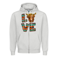 Dove Grey love highland cow Zipper Hoodie - Jasminsmagicworld