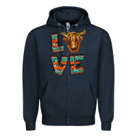 Navy love highland cow Zipper Hoodie - Jasminsmagicworld
