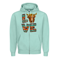 Seafoam love highland cow Zipper Hoodie - Jasminsmagicworld