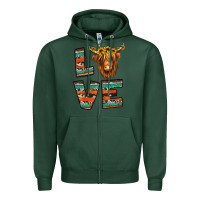 Sports Green love highland cow Zipper Hoodie - Jasminsmagicworld