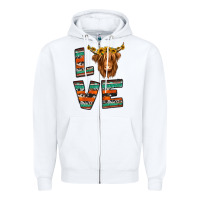 White love highland cow Zipper Hoodie - Jasminsmagicworld