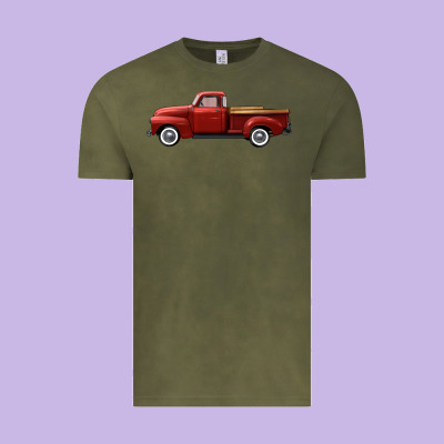 Western Red Truck Right Side View Vintage Tee Designed By Fadigitalartstudio