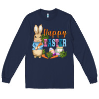 Navy easter bunny egg and carrots Long Sleeve Tee - AdoDesignShop
