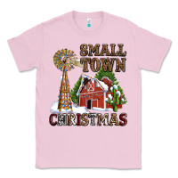Bubblegum Pink small town christmas with barn and cactus Classic Tee - AdoDesignShop