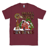 Burgundy small town christmas with barn and cactus Classic Tee - AdoDesignShop