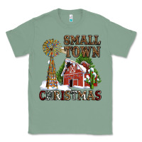 Sage small town christmas with barn and cactus Classic Tee - AdoDesignShop