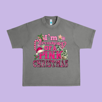 I Am Dreaming Of A Pink Christmas Urban Heavy Tee Designed By Fadigitalartstudio