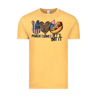 Vintage Mustard peace love let's get it Vintage Tee - CowhideDigitalArt