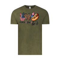 Vintage Olive peace love let's get it Vintage Tee - CowhideDigitalArt