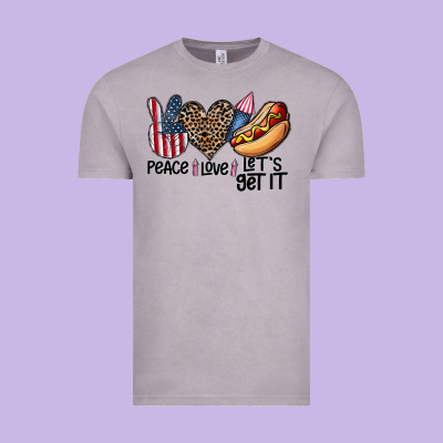 Peace Love Let's Get It Vintage Tee Designed By Cowhidedigitalart