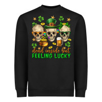 Black Dead inside but feeling lucky st. patricks day Heavyweight Sweatshirt - Neo Western