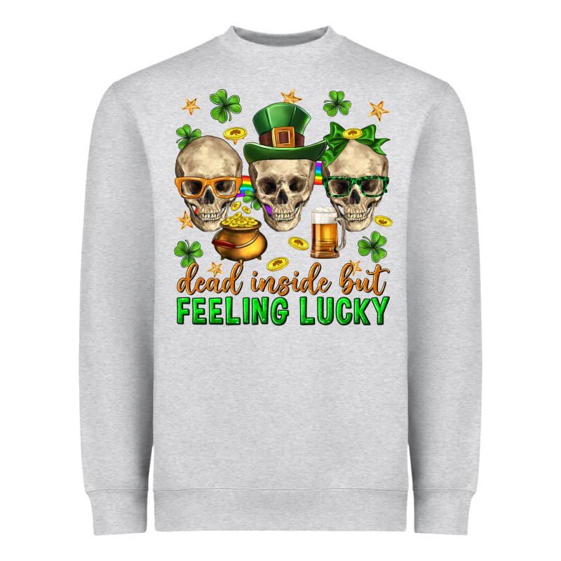 Dead Inside But Feeling Lucky St. Patricks Day Heavyweight Sweatshirt by Neo Western | Teevron