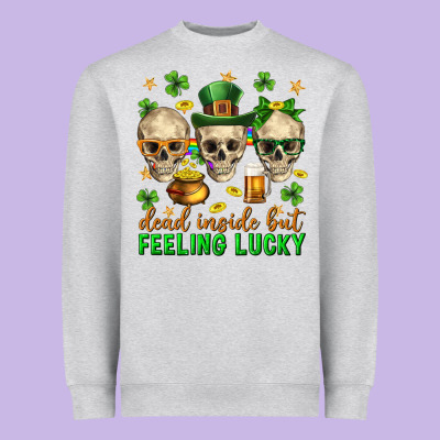 Dead Inside But Feeling Lucky St. Patricks Day Heavyweight Sweatshirt Designed By Neo Western