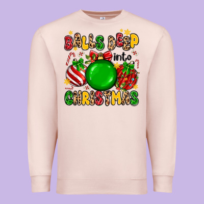 Balls Deep Into Christmas Premium Sweatshirt Designed By Maliassmallbusiness