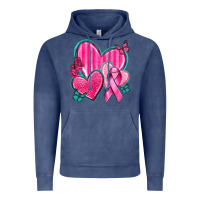 Vintage Denim Breast Cancer Hearts Vintage Hoodie - texasbilliewilder