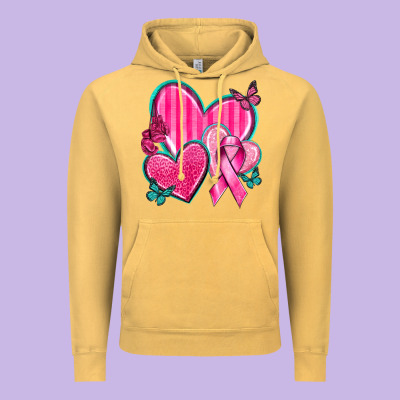 Breast Cancer Hearts Vintage Hoodie Designed By Texasbilliewilder