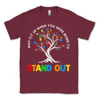 Burgundy Why Fit In Autism Awareness Classic Tee - CowhideDigitalArt