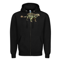 Black Ankylosaurus T-Rex Zipper Hoodie - LillyAllenDesigns