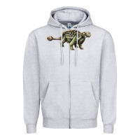 Heather Grey Ankylosaurus T-Rex Zipper Hoodie - LillyAllenDesigns