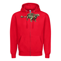 Red Ankylosaurus T-Rex Zipper Hoodie - LillyAllenDesigns