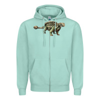 Seafoam Ankylosaurus T-Rex Zipper Hoodie - LillyAllenDesigns