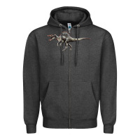 Charcoal Heather Spinosaurus Zipper Hoodie - LillyAllenDesigns