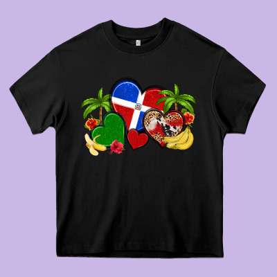 Dominican Republic Hearts Heavy Core Tee Designed By Artiststas