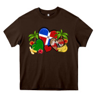 Chocolate Brown dominican republic hearts Heavy Core Tee - Artiststas