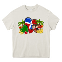 Cream dominican republic hearts Heavy Core Tee - Artiststas