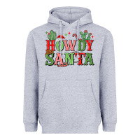 Heather Grey howdy santa Heavyweight Hoodie - MaliasSmallBusiness