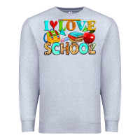 Heather Grey i love school Premium Sweatshirt - NancyCooperArtShop