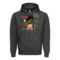 Charcoal Heather Teacher messy bun caucasian Zipper Hoodie - NancyCooperArtShop