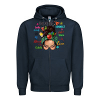 Navy Teacher messy bun caucasian Zipper Hoodie - NancyCooperArtShop