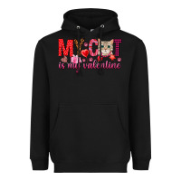 Black my cat is my valentine Heavyweight Hoodie - NancyCooperArtShop