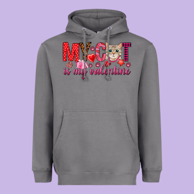 My Cat Is My Valentine Heavyweight Hoodie Designed By Nancycooperartshop